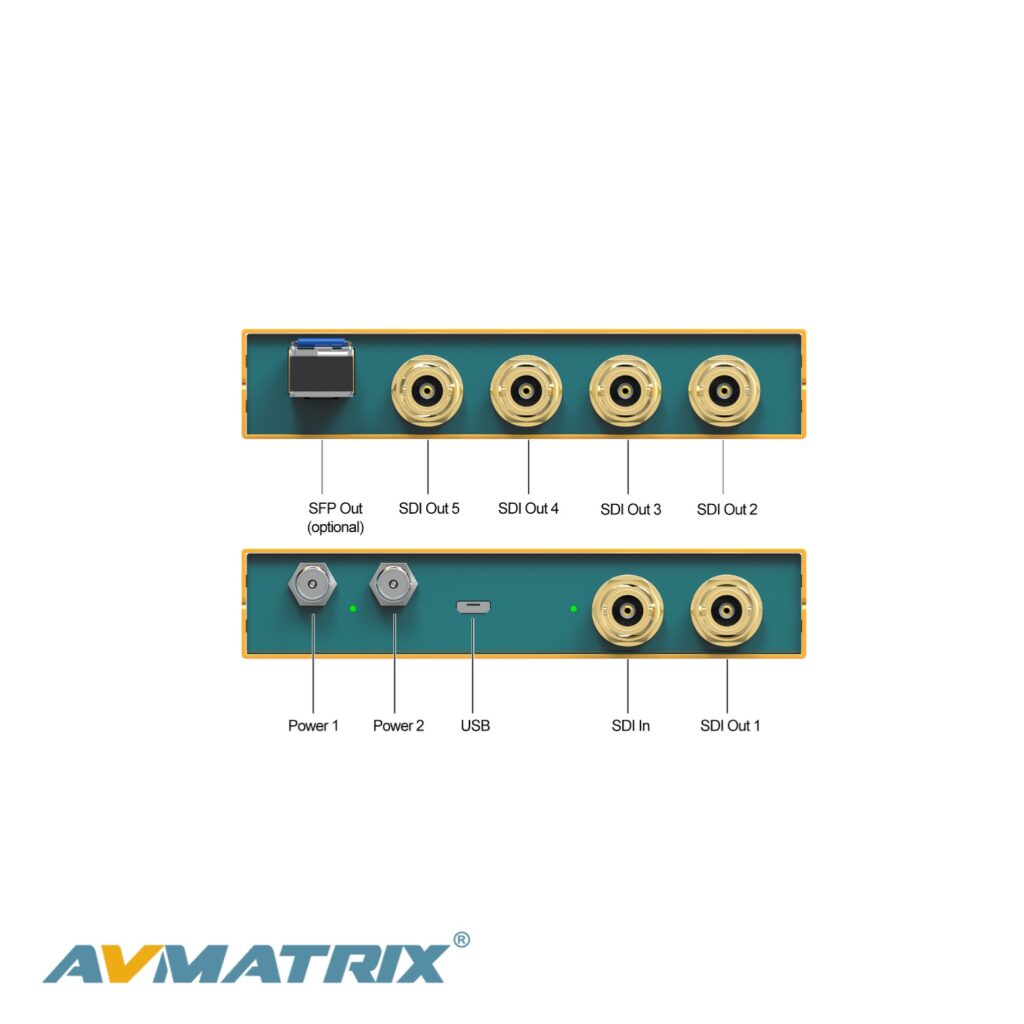 AVMATRIX SD1151-12G 1×5 12G-SDI Reclocking Distribution Amplifier ...